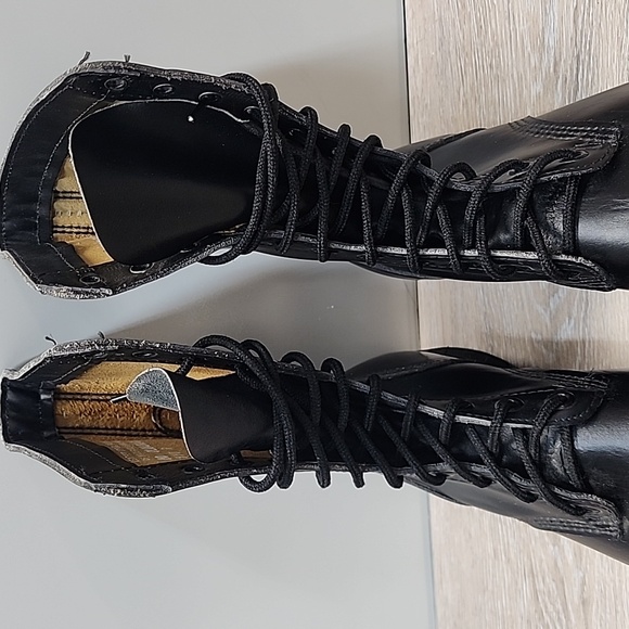 NEW VNTG Leather Military Maxitred Jump Tall Combat Lace-Up Boots Blk Sz 10 - Picture 8 of 16